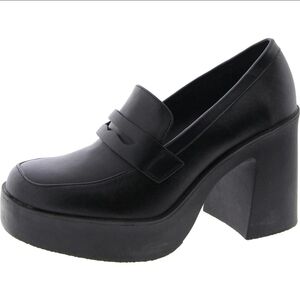NIB Steve Madden Sedina Size 10 Faux Leather Slip On Chunky Loafers Black